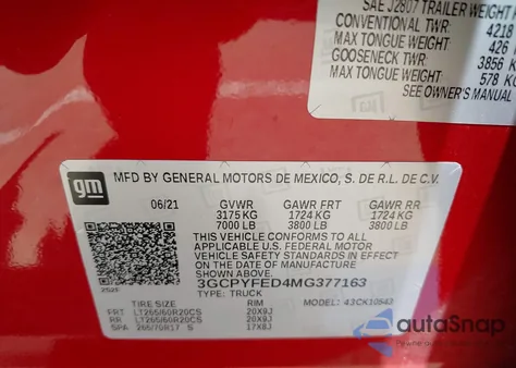 2021 Chevrolet Silverado 1500 4Wd Short Bed Lt Trail Boss from USA, damaged, VIN 3GCPYFED4MG377163